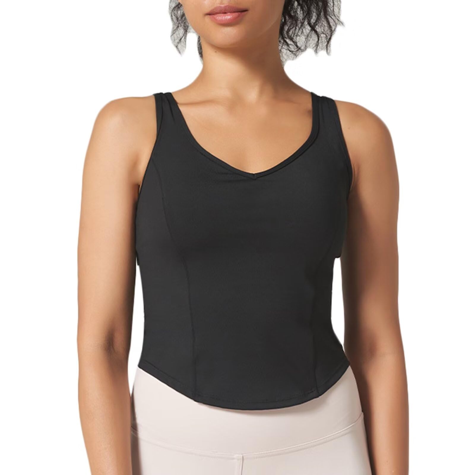Rivccku Canotte per Donne con Reggiseno Incorporato, Canottiere Yoga Sport Palestra Corsa Allenamento Canottiere Senza Maniche