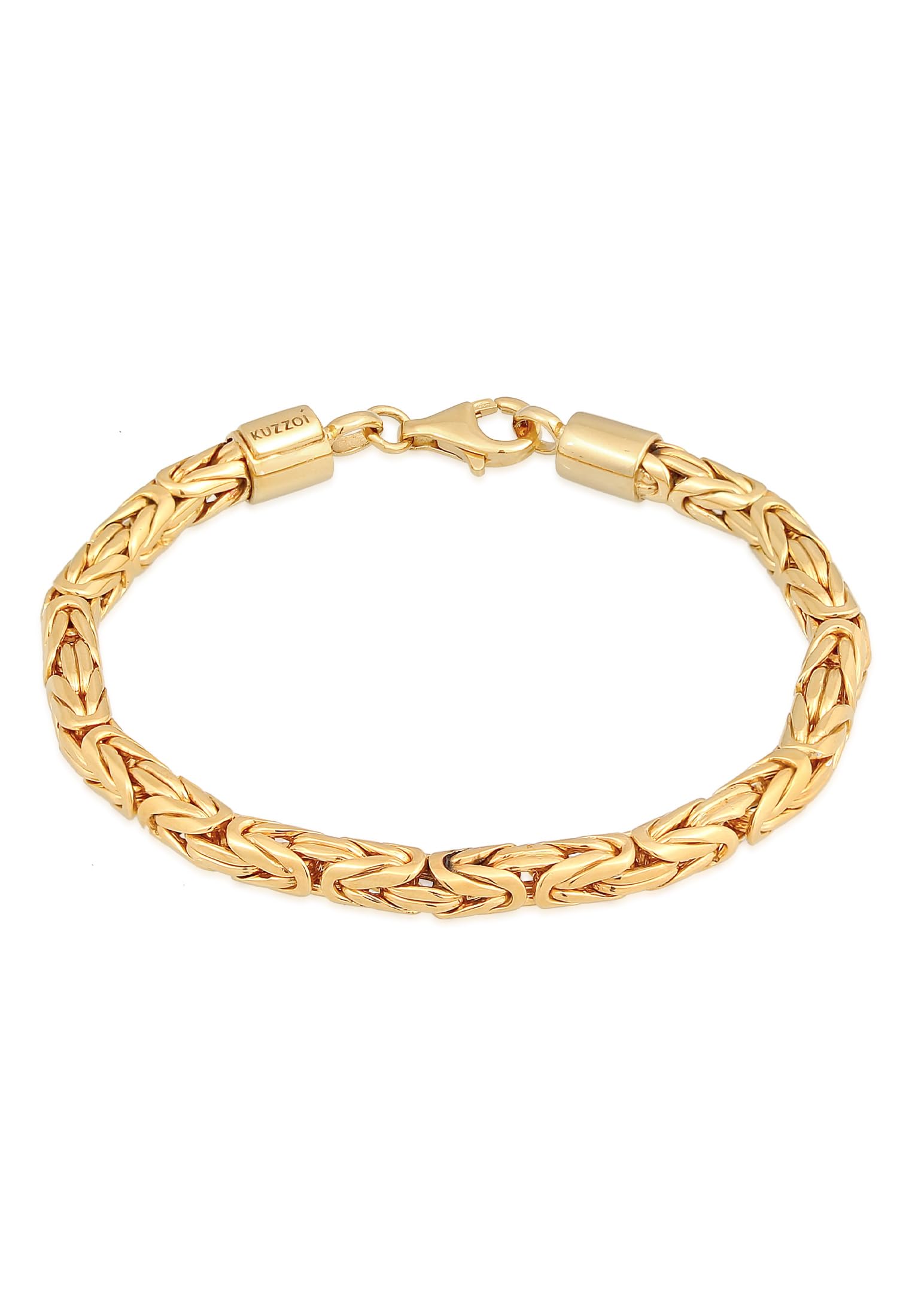 Kuzzoi Pulsera de plata de Buda para hombre, hecha a mano (5 mm) de plata 925 chapada en oro, pulsera real dorada para hombres, 26,3 g de peso, 0202152422