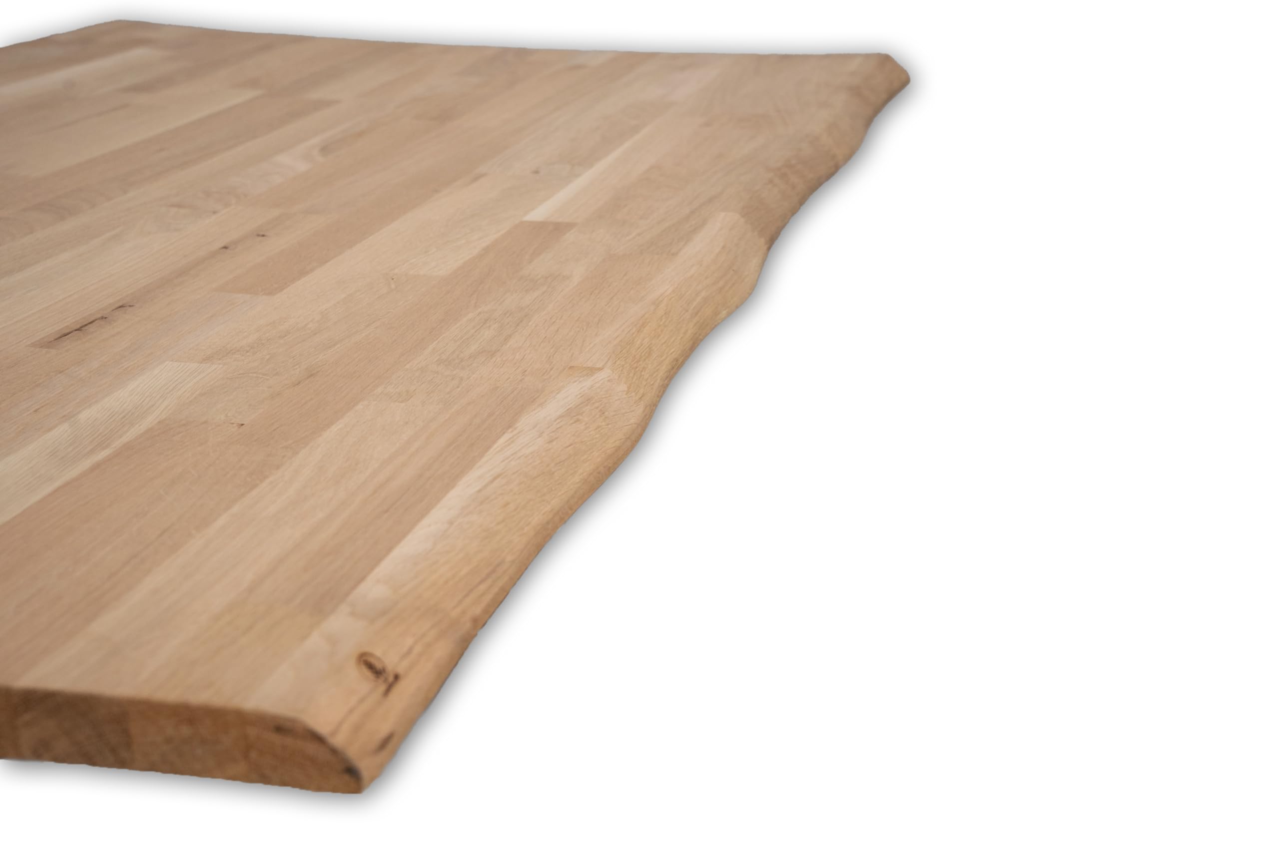 Plateau de table en chêne massif avec bord d'arbre (80 x 80 cm, chêne naturel)