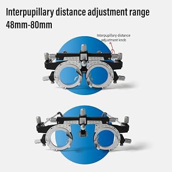 Adjustable Optical Trial Lens Frame, PD 48-80mm, Lightweight Alloy Optometry Frame with Adjustable Temples, Nose Bridge, and 4-Slot Insert Lense