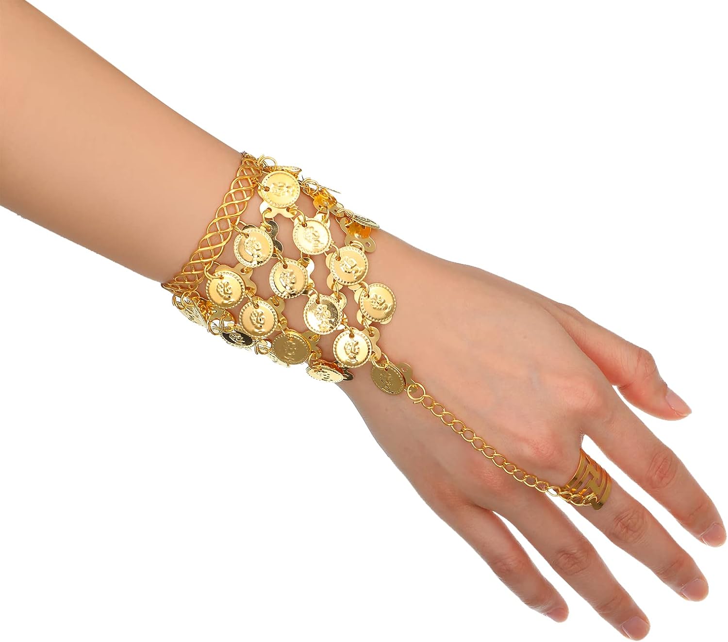 Inbagi Belly Dance Jewelry Set Women Gold Coin Necklace Earrings Bracelets