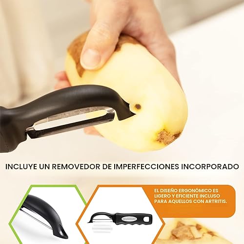 Miniatura 6 de Spring Chef Pelador de verduras giratorio prémium, color negro