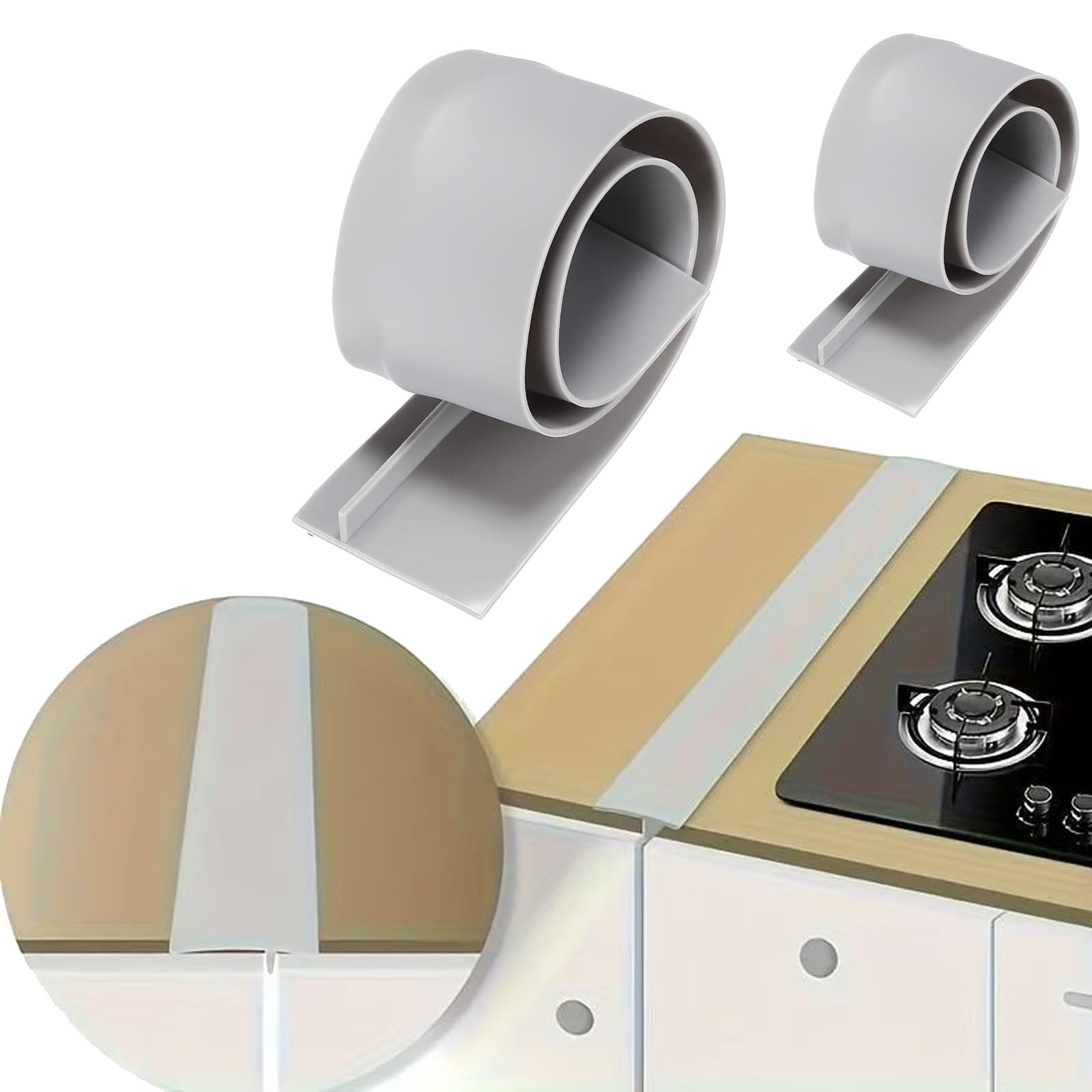 2 Pack Flexible Kitchen Stove Gap Covers, Silicone Gap Fillers Between Counter and Stovetop,Washer, Oven, Dryer, Easy to Wipe, Food grade silicone