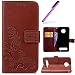 Produktbild HMTECH Moto Z Play Hülle Lucky Clover Blumen Prägung Flip Leder Brieftasche Standfunktion Karten Slot Magnetverschluß Taschen Schalen Handy für Moto Z Play,Lucky Clover:Brown