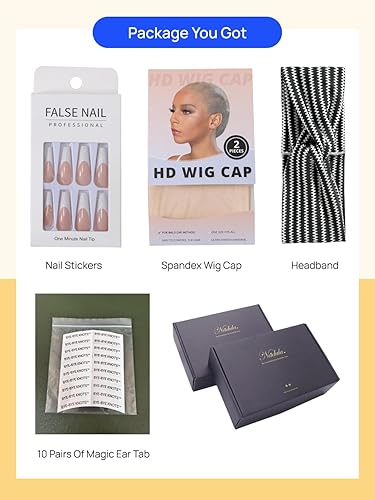 Miniatura 6 de Nadula Peluca de cabello humano ondulado con encaje frontal de 13 x 4 pulgadas, color rubio chocolate, peluca frontal de encaje transparente con