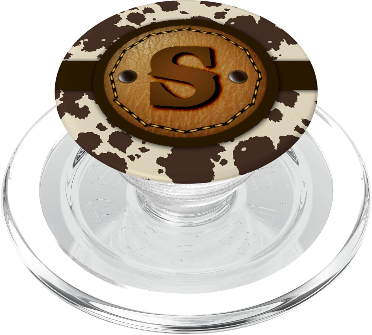 Brown Cow Western Print Monogram - Initial Letter S PopSockets MagSafe PopGrip for iPhone