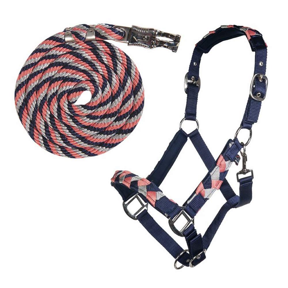 HKM Santa Rosa Halfter Set mit Panikhaken, Weinrot/Navy/Beige, Pony Größe