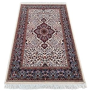 Amma Carpets Handgeknoopt wollen tapijt 4×6 voet wit Perzisch handgemaakt luxe traditioneel tapijt