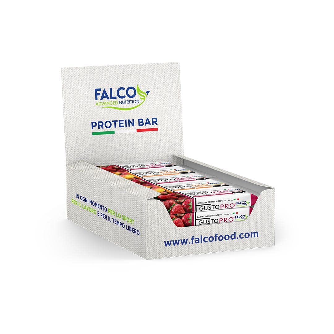 GUSTOPRO - BOX BIANCO (24x40g) – 2 GUSTI (12x gusto) - Barretta Proteica SENZA ZUCCHERO, croccante, 30% PROTEINE Cioccolato Bianco al Maltitolo gusto Fragola e Mango. 100% NATURALE Made in Italy