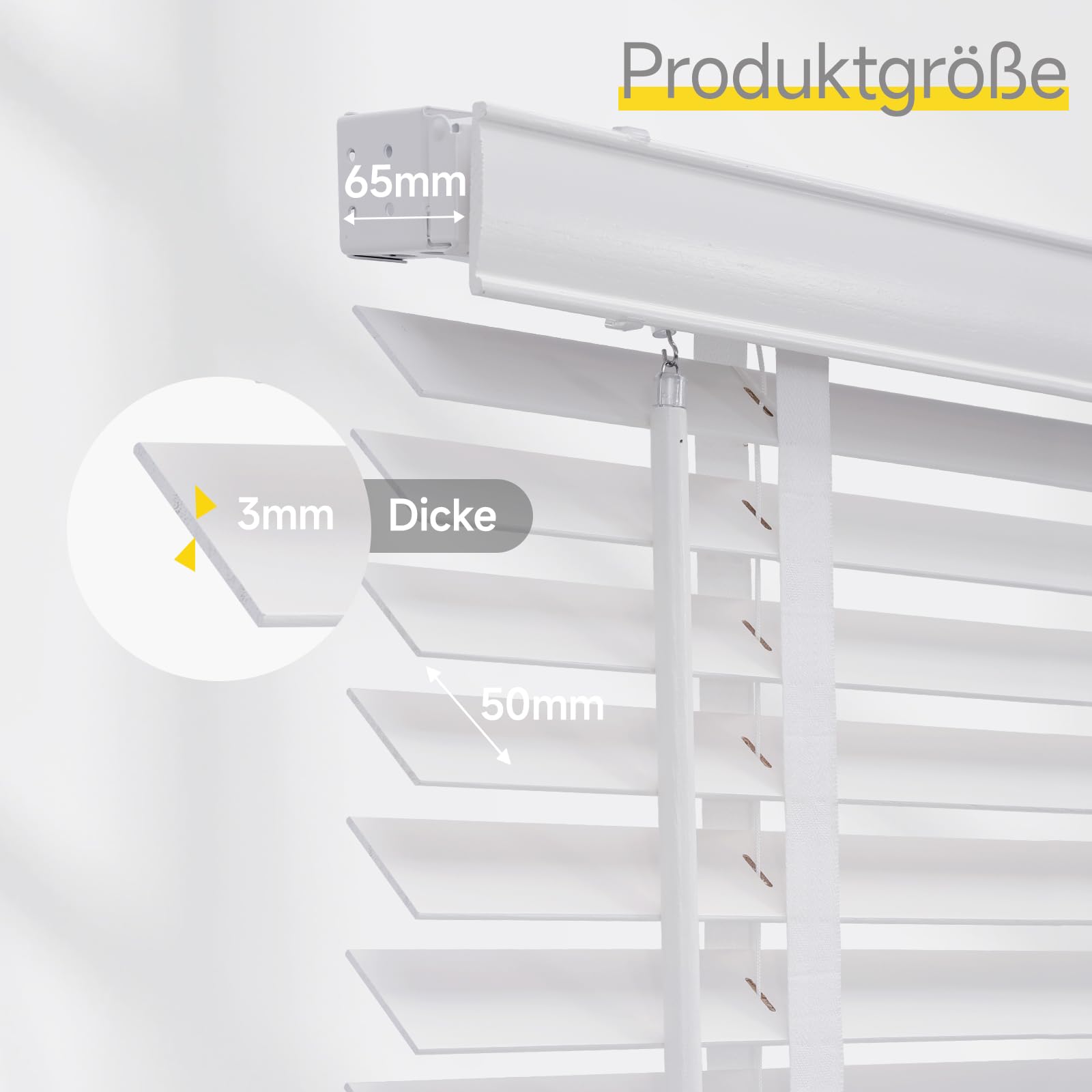Sekey Persiana in legno, 50 mm, in vero legno, personalizzabile, 90 x 220 cm, colore bianco