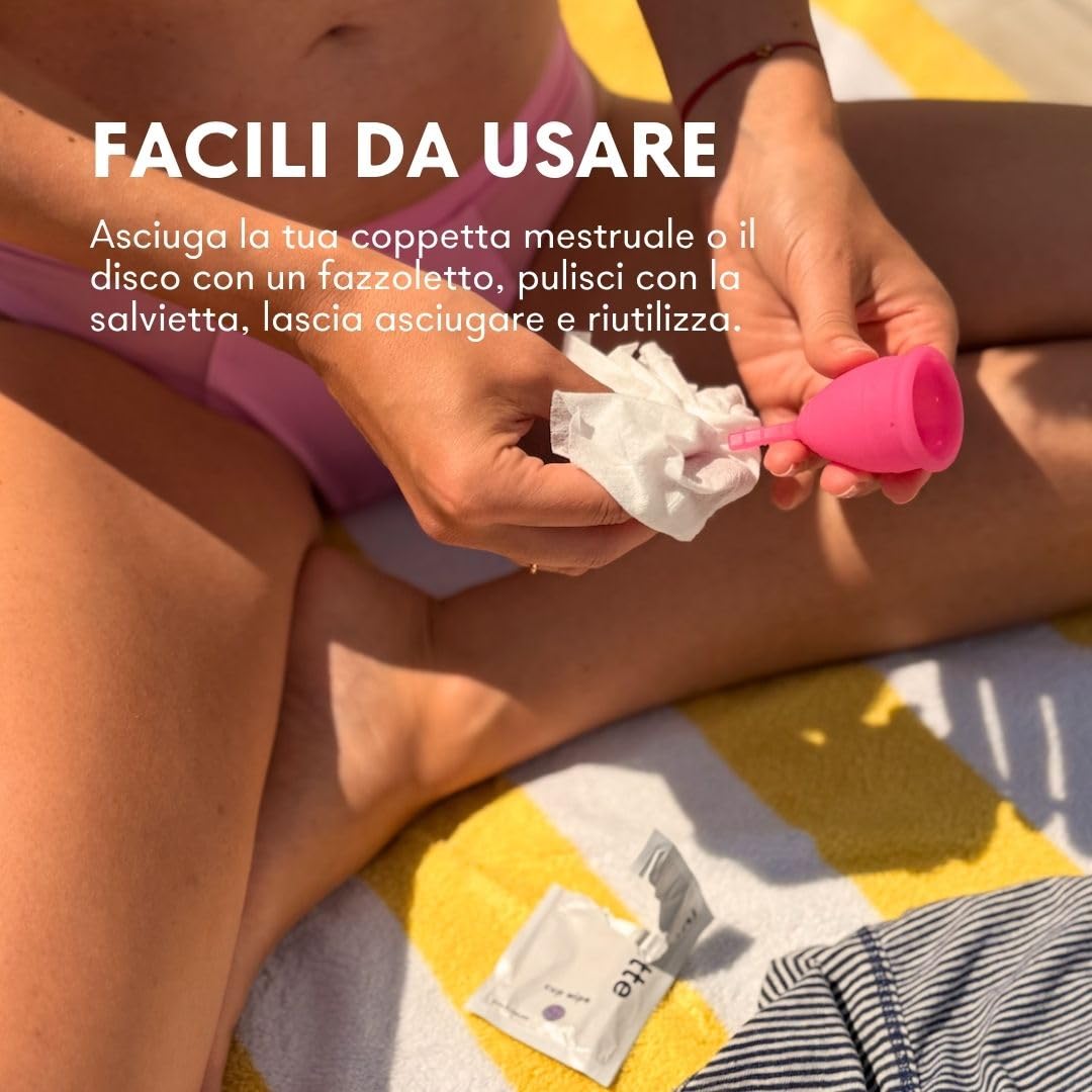 Lunette Salviette per Coppetta Mestruale – Per Coppette Mestruali e Dischi quando non hai Aqua a Dsposizione – Senza Pofumo – Compostabili e Vgane – Prodotte in Finlandia – 20 salviette