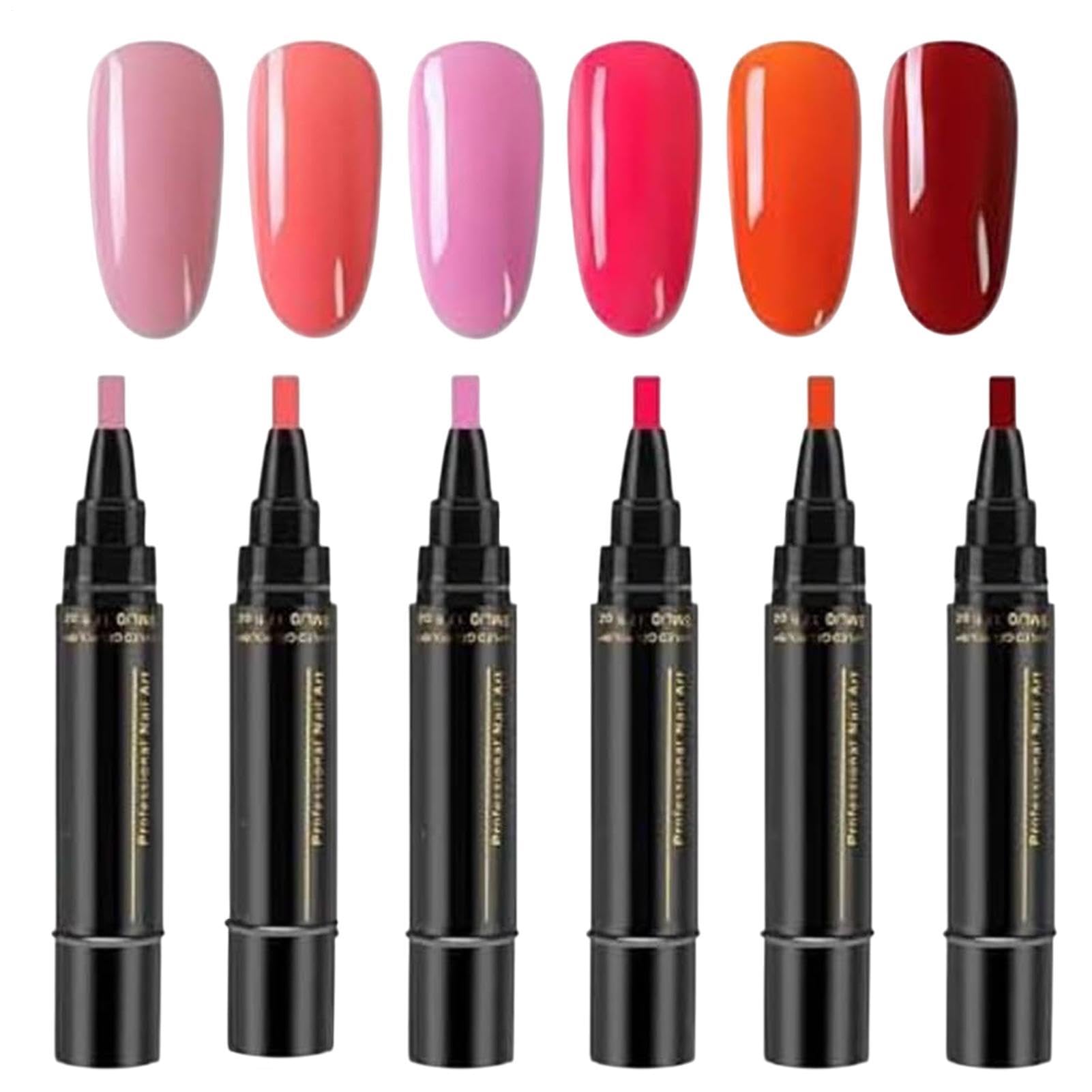 Bolígrafos De Esmalte De Uñas Para Mujeres, Bolígrafos Esmalte Uñas Gel, Kit Des Pintura Esmaltes Secado Rápido 6 Colores, Para Un Acabado Des Manicura Profesional