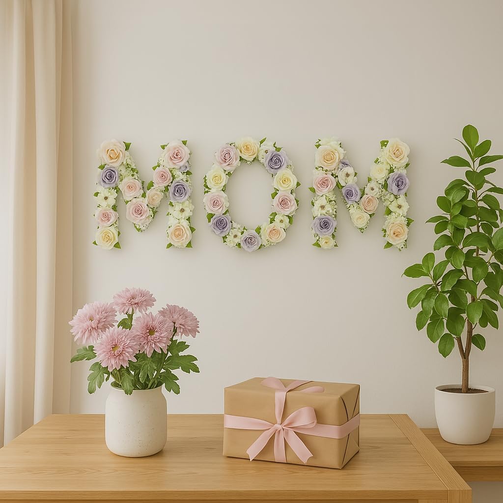 Flower Letters Artificial Floral A-Z Initial Alphabet Faux Floral Letters 13" Height Fake Flowers For Spring Wedding Funeral Baby Bridal Shower Nursery Art Photo Prop Shabby Chic Wall Decor(Shape X)