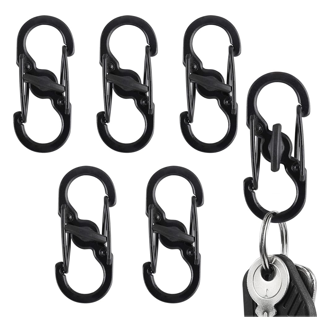 PROBEROS® 2Pcs Mini Keychain Carabiners 1.37 inches Dual End Anti-loose Secure Carabiner Buckle Clips Stainless Steel Carabiners Buckle Clips Snap Hooks Handbag Clasps