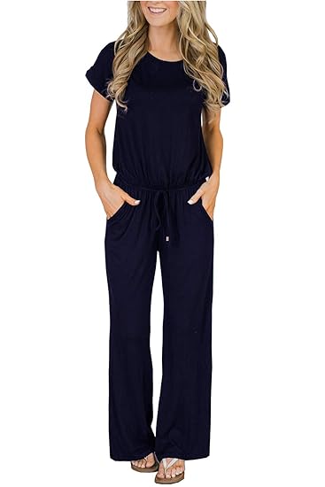 Short sleeve jumpsuit casual Clearance