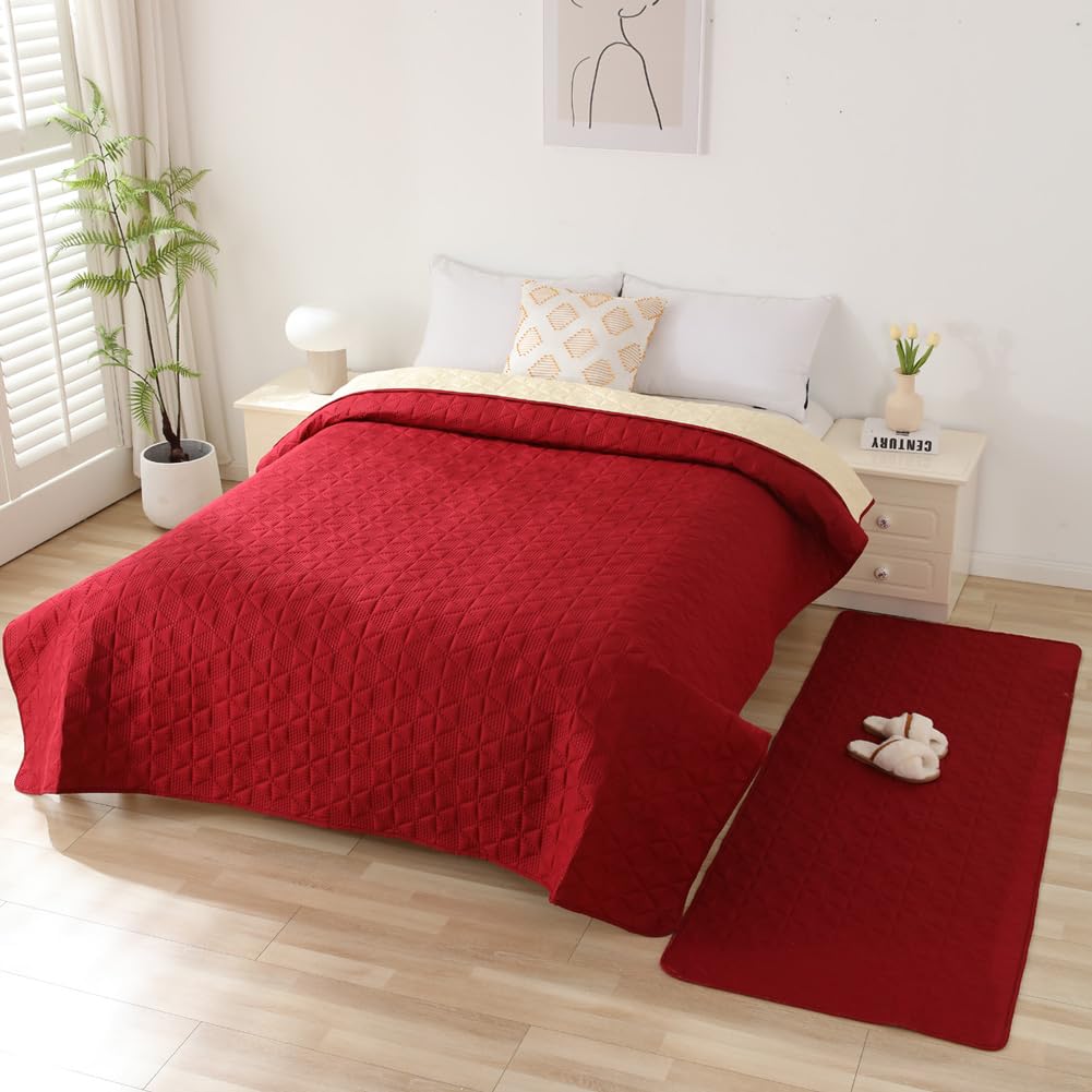 Taiyang Copridivano per Cani impermeabile, Coperta impermeabile per cani, protezione per mobili per bambini, bambini, cane, gatto, Con fondo in gomma antiscivolo (Rosso Vivo, 208-208 cm)