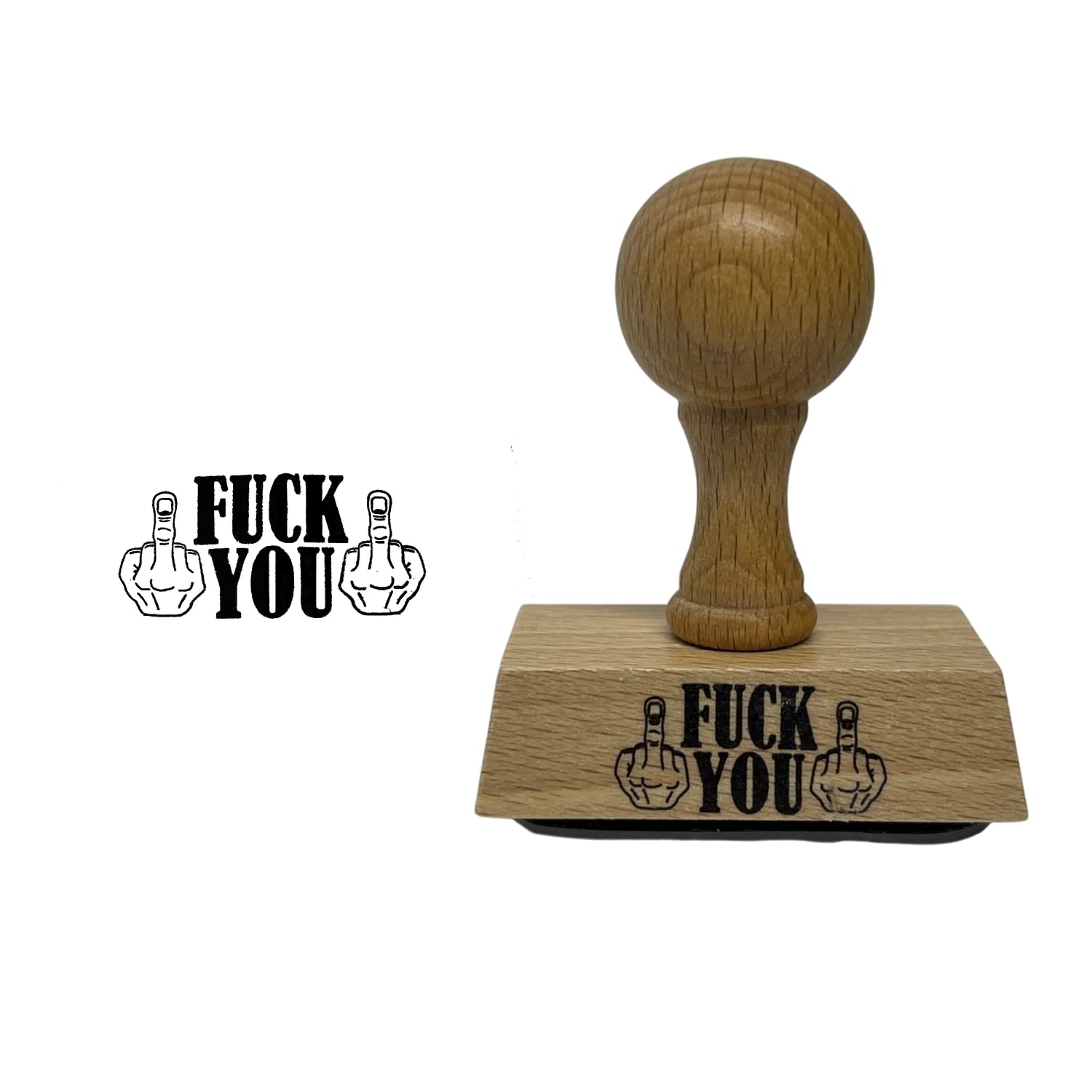 Timbro "Fuck You" Con Dito Medio In Legno - Scherzo Da Ufficio Originale E Regalo Divertente