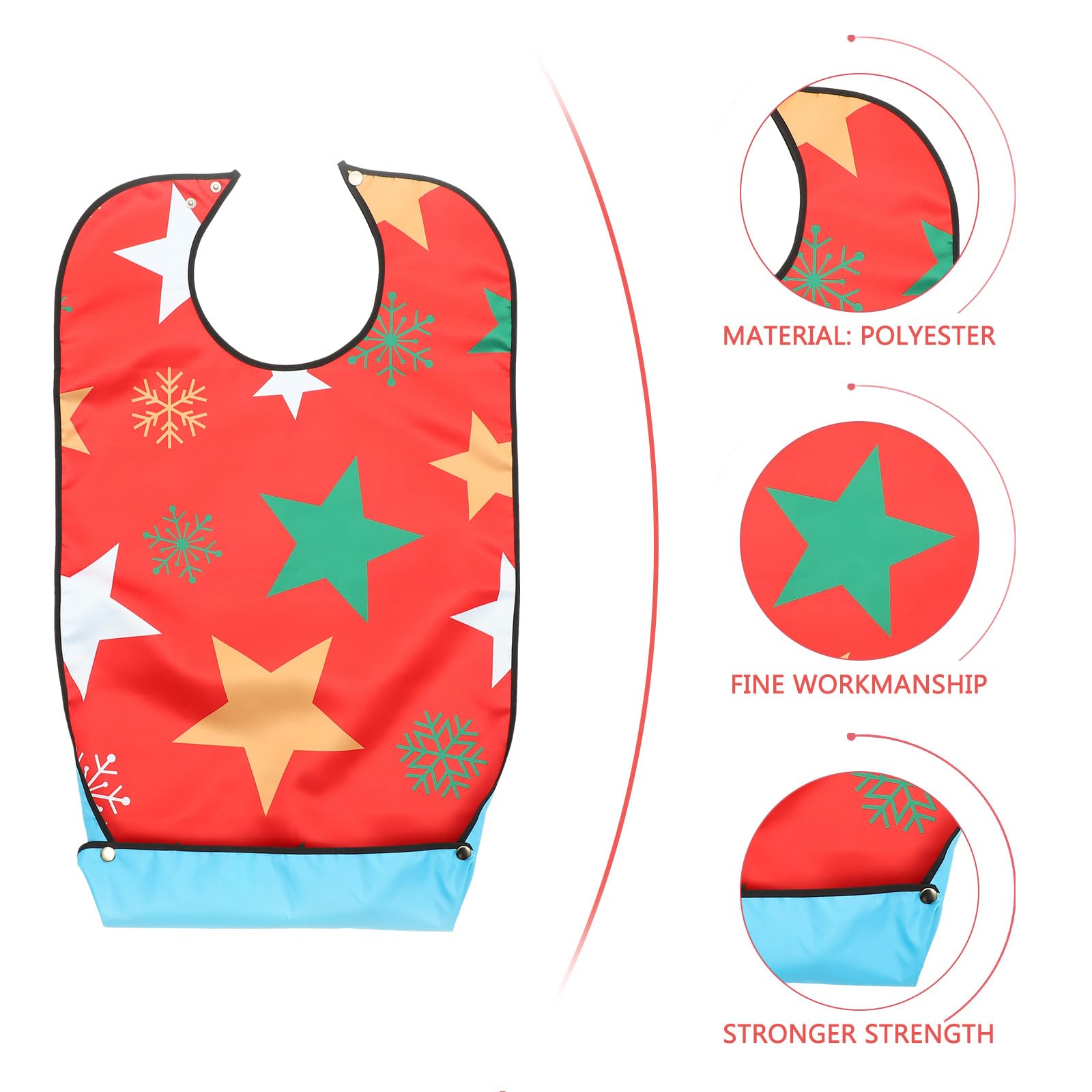 HANABASS 3 Stück pack Bedrucktes Weihnachts Lätzchen für Erwachsene aus Polyester und Pu Verstellbar und Waschbar für Senioren Beim Täglichen Essen und Schutz der Kleidung