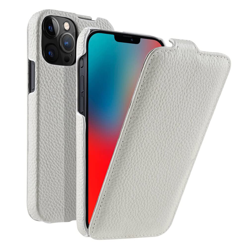 Étui à rabat en cuir véritable pour iPhone 11 Pro Max blanc style business