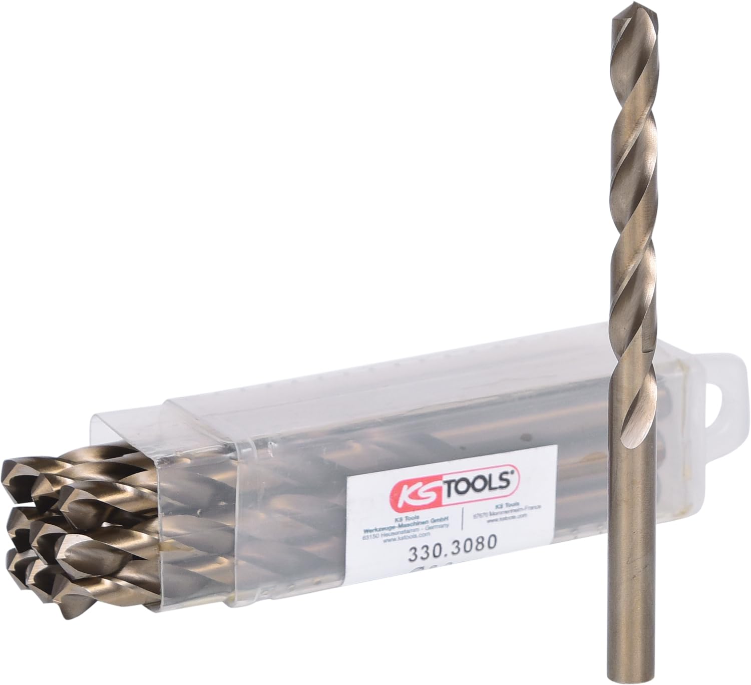 KS Tools 330.3080 Broca helicoidal HSS-G Co 5, 8mm, paquete de 10