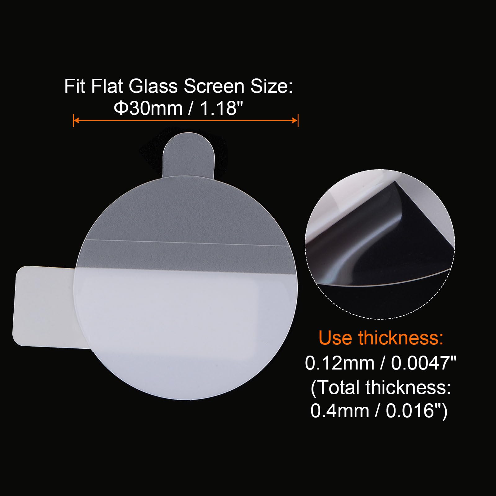 QUARKZMAN 6 sztuk folii ochronnych na wyświetlacz 30 mm HD High Definition, odporne na zarysowania, wodoodporne, ultra cienkie, TPU, uniwersalne etui do smartwatcha, folia ochronna na ekran z tkaniny,
