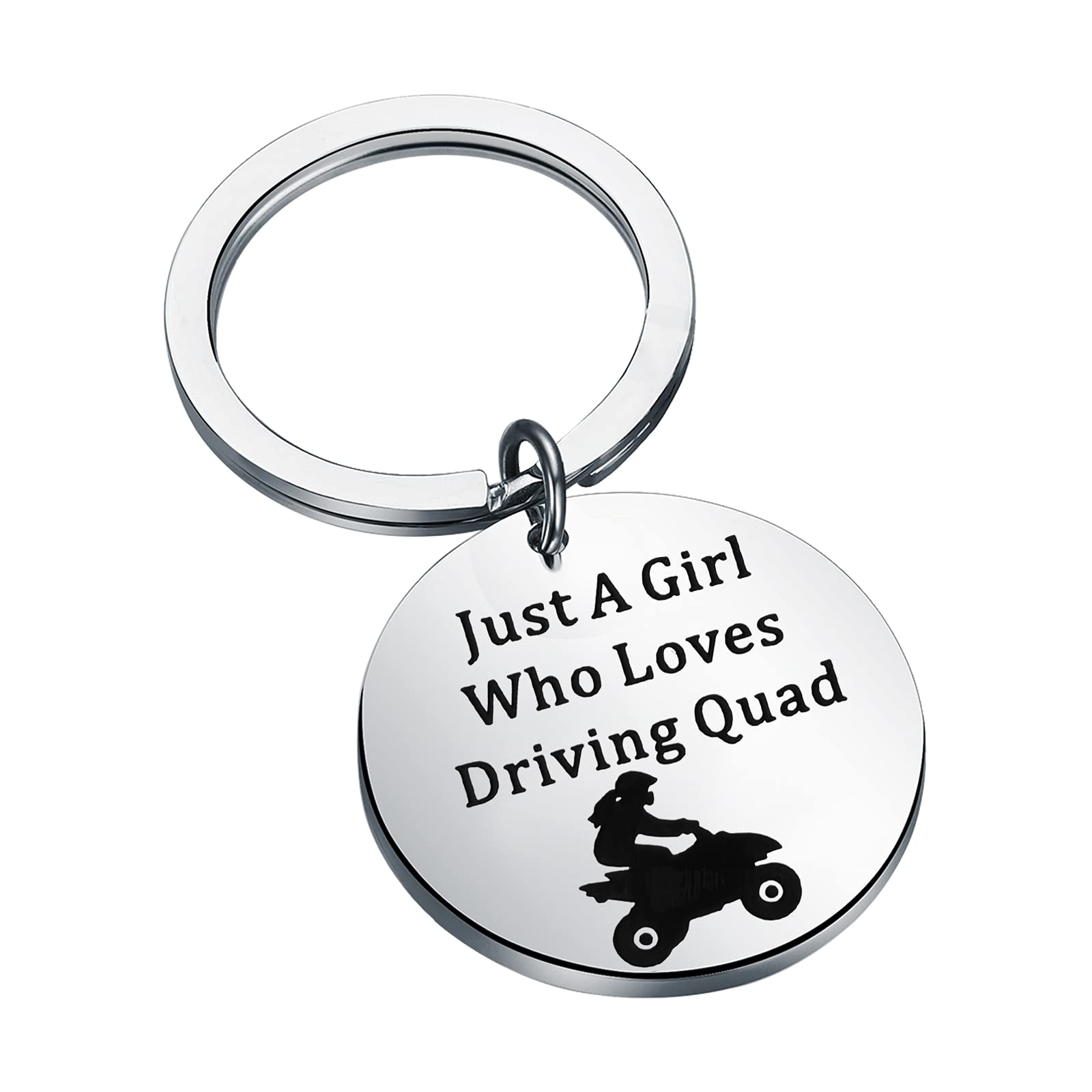 PENQI Four Wheeler Bikes Gift ATV Quad Biker Jewelry Just a Who Loves Driving Quad Keychain ATV Quad Racing Gift