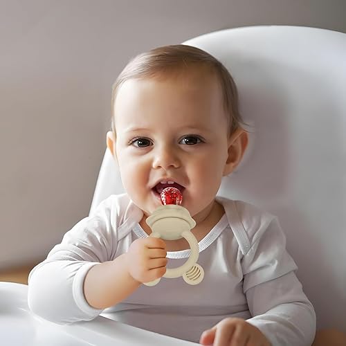 Miniatura 7 de PandaEar Paquete de 3 chupones alimentadores de frutas y alimentos para bebés, chupete de silicona con bolsas de 3 tamaños para bebés, niños