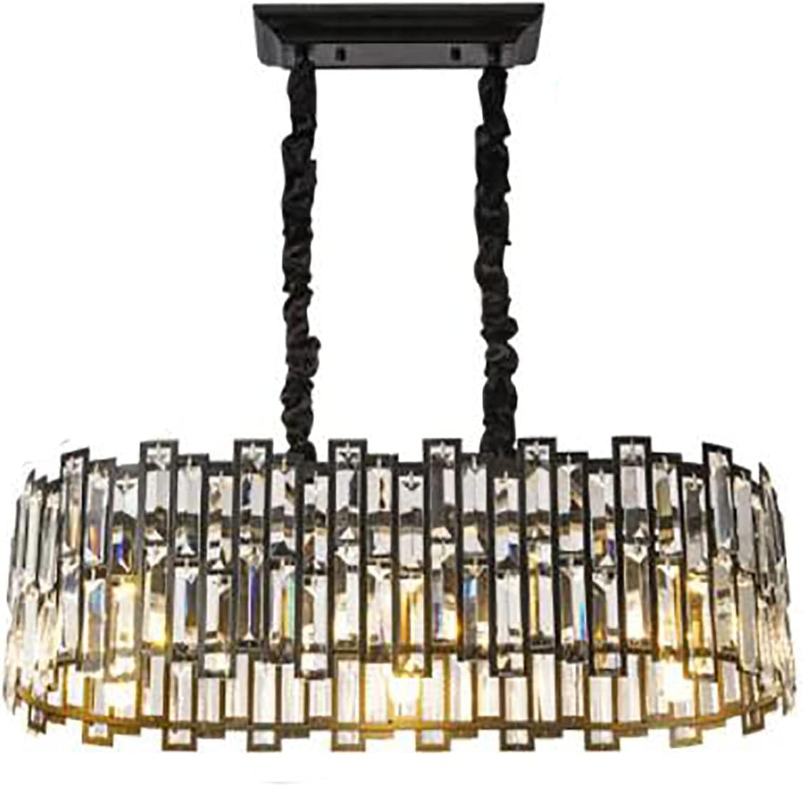 LYMSXAZOU Contemporary Black Crystal Light Chandelier - Elegant Ceiling Fixture for Bedroom or Dining Room