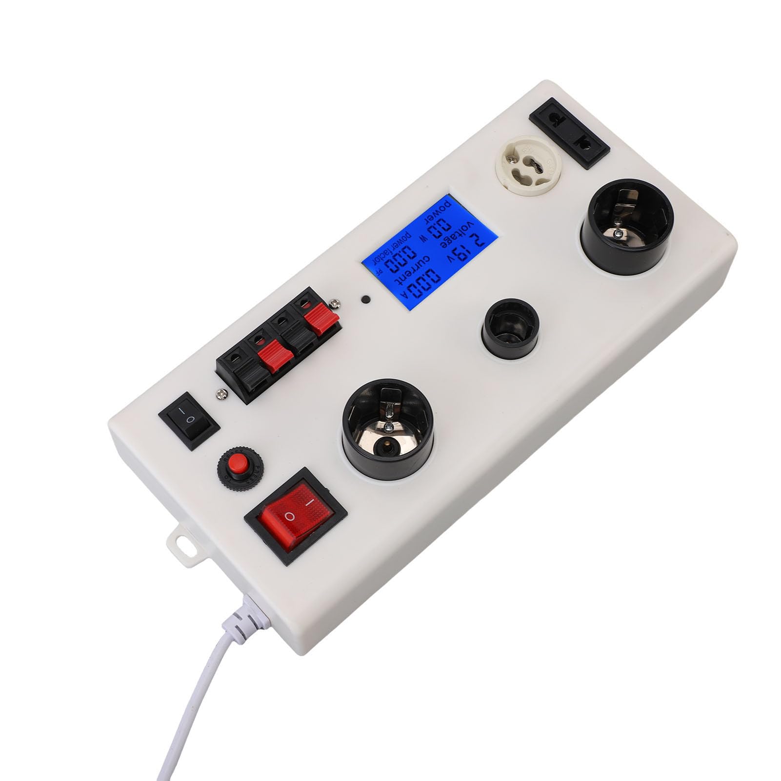 FTVOGUE Tester di Potenza della Lampadina a LED, Tester PF di Potenza di Tensione di Corrente Multifunzionale per E27 E14 GU10 Spina a 2 Poli con Doppio Interruttore di Controllo (Spina UE 85-265 V)