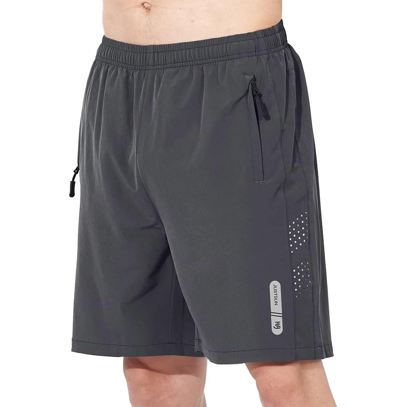 Mens Shorts with Zip Pockets Gym Running Quick Dry Lightweight Casual Shorts