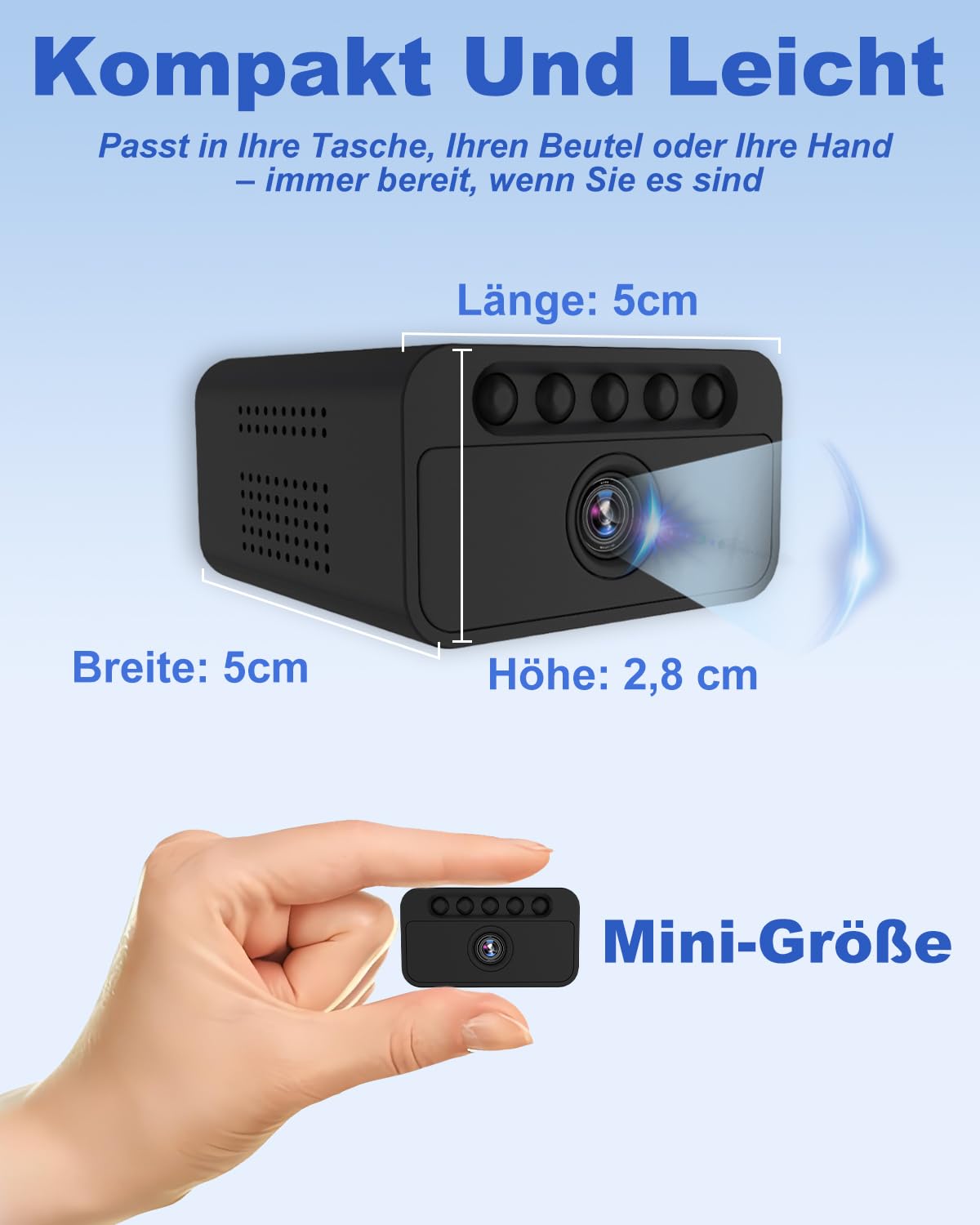 Bextgoo Mini Kamera, WLAN/AP Hotspot/Offline, 4K Überwachungskamera Innen | Überwachungskamera Ohne Wlan mit 64GB Speicherkarte, Nachtsicht, Bewegungserkennung, für Innen/Außenbereich, Schwarz