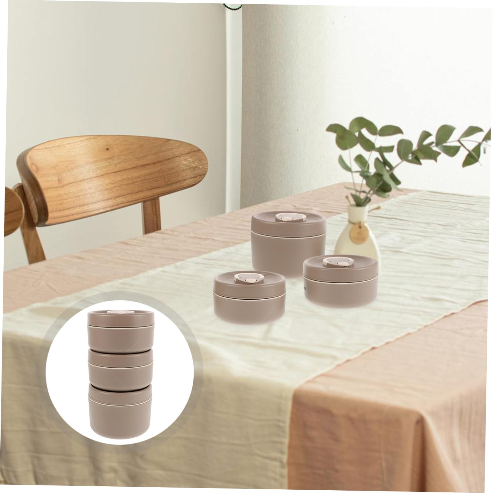 Alipis 3pièces Set De Récipients à Lunch Empilables Acier Avec Pour Adultes Boîte Bento Portative Pour Bureau Et
