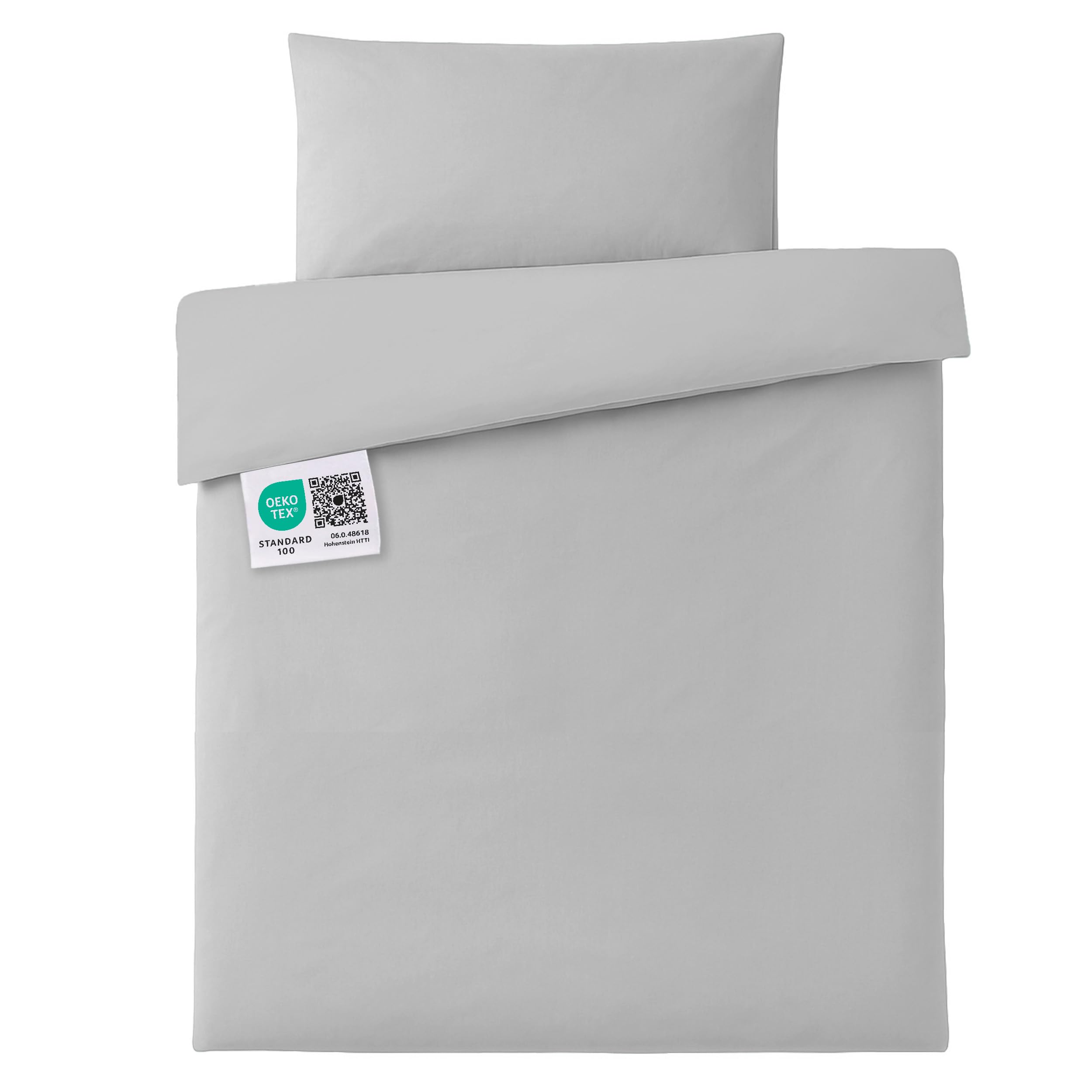 MAKIAN Juego Nórdico Cuna 2 Piezas 100x135 cm 40x60 cm | Ropa de Cama para Bebé 100% Algodón Transpirable Ideal para Recién Nacidos y Pieles Sensibles | Certificado Oeko-Tex - Gris