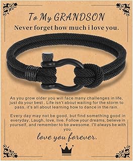 To My Boys Bracelet Gifts for My Son Grandson Man Bonus Son Teenage Boys Boyfriend Brother Nephew Teen 2023 Graduation Birthday Anniversary Christmas Gifts for Him Jewelry(to my grandson), no gemstone
