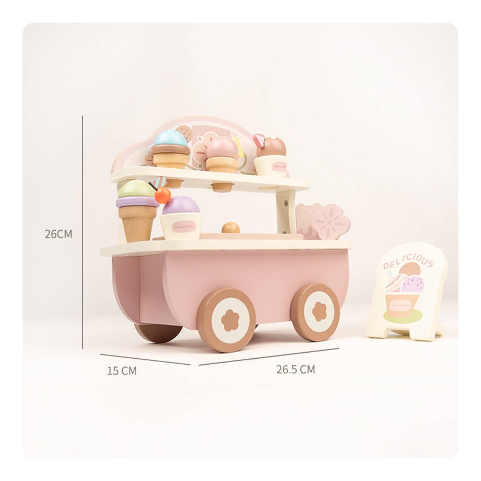 Kinder Spielküche Holz Kinderküche Küche Spielset Herd Backofen Kühlschrank Rollenspiel mit Realistischen Details Und Griffen für Vorschule Zuhause Geschenk