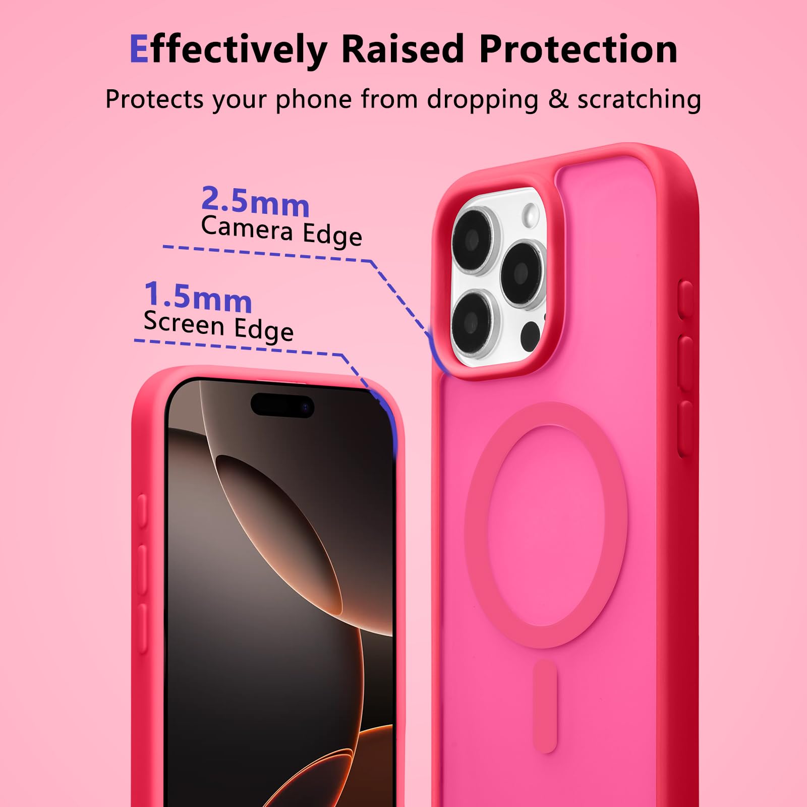 RALEAVO Magnetyczne etui do iPhone'a 16 Pro, kompatybilne z Magsafe, mocne, magnetyczne, półprzezroczyste, matowe, twarde tworzywo PC, odporne na wstrząsy, etui ochronne, cienkie, cienkie etui do