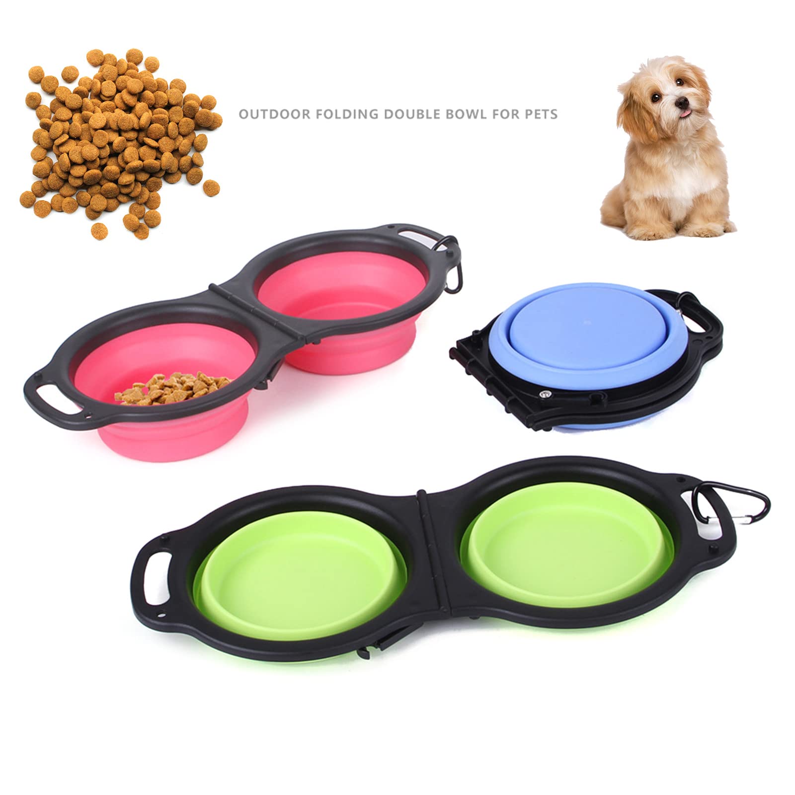 Mllepjdh Portable Folding Silicone Dog Bowl Portable Travel Feeding Watering Dish Pet Food Container Bowl Accessories Foldable Dog Bowls for Travel