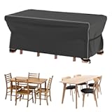 Velway Patio Furniture Set Cover - Heavy Duty 420D Waterproof Weatherproof Outdoor Dining Table and Chairs Furniture Set Cover with Reflective Tape Rectangular 67"L x 37"W x 28"H - Black