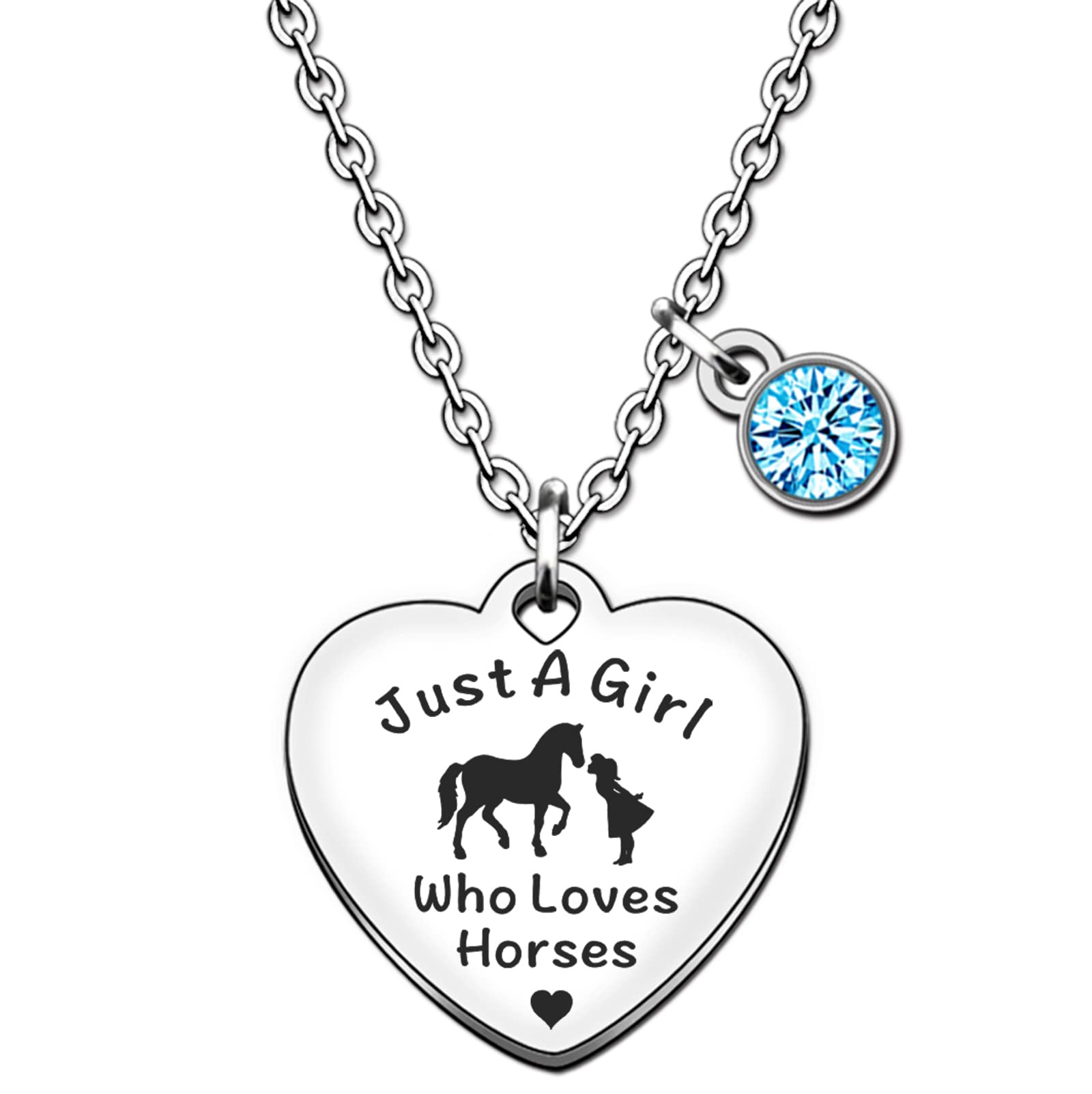 Collana Con Ciondolo Cavallo E Cuore Per Ragazze - Acciaio Inossidabile 316L Con Zirconi, Regalo Per Compleanno E Natale