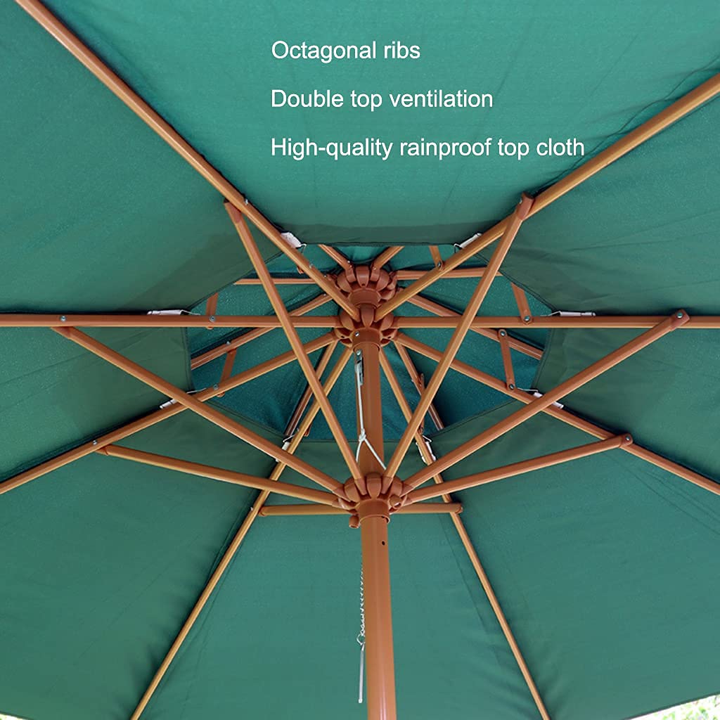Ombrellone da esterno, 270 cm, color legno, da giardino, facile da montare, per spiaggia, piscina, patio, giardino
