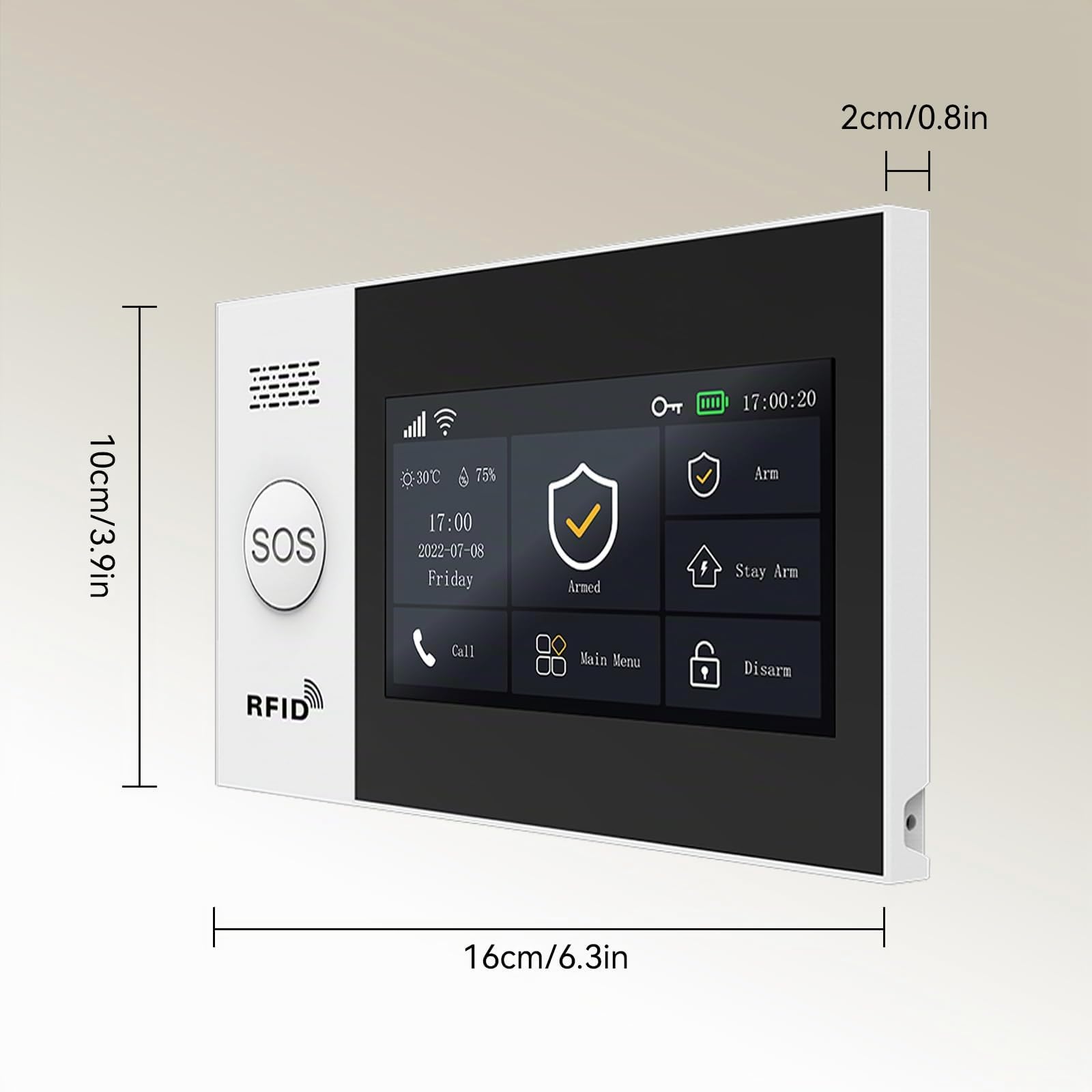 Kabelloses Smart-Home-Sicherheitssystem, Touchscreen-Alarmsystem, DIY-WLAN-Alarmsystem (Bewegungsmelder, Türfenstersensor, Fernbedienung, Sirene), kompatibel mit Alexa und Google für Haus, Wohnung