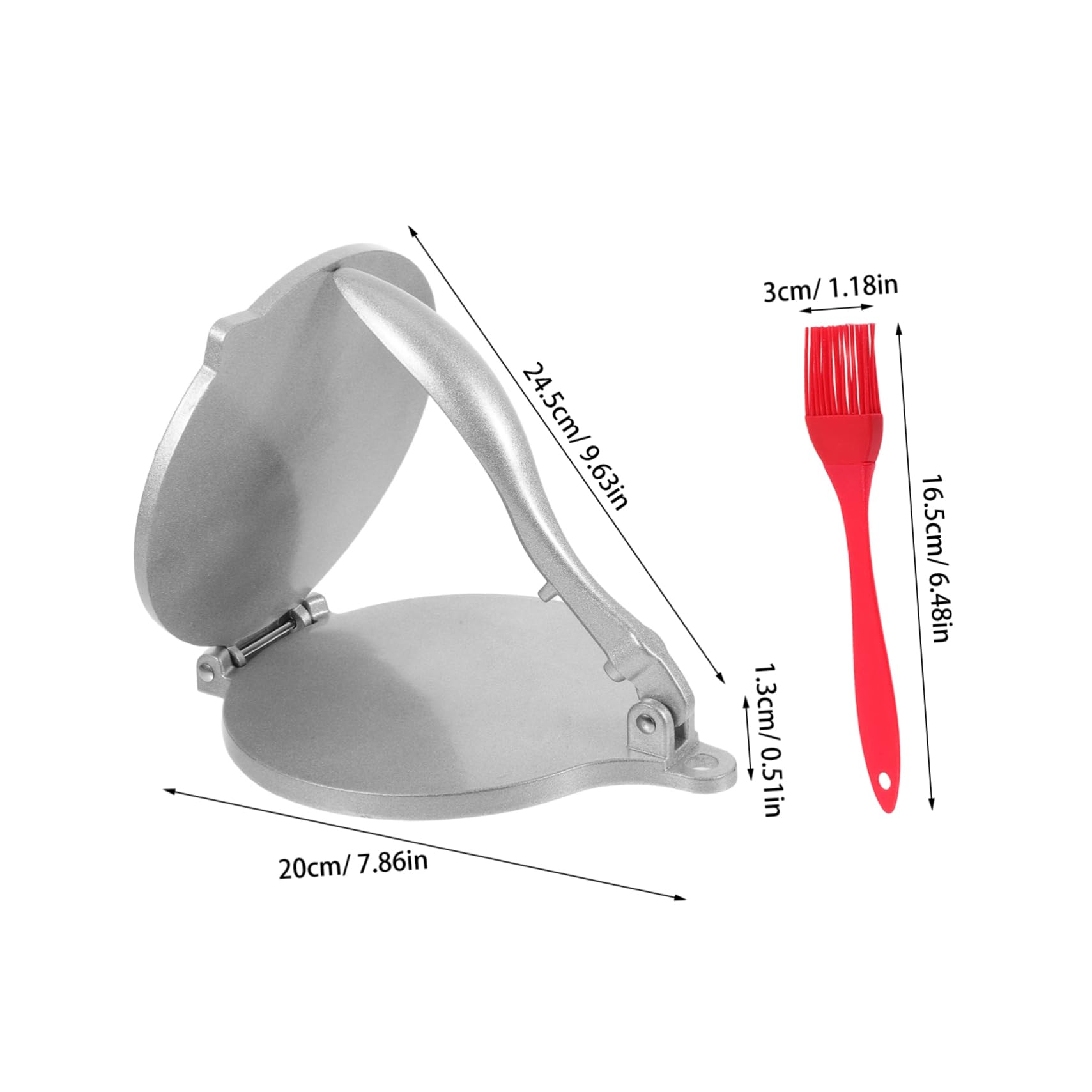 LABRIMP Tortilla Maker and Dumpling Skin Press Non Stick Manual Dough Press for Efficient Dumpling Wrapping Pierogi Pressing and Taco Making with Silicone Brush Mold
