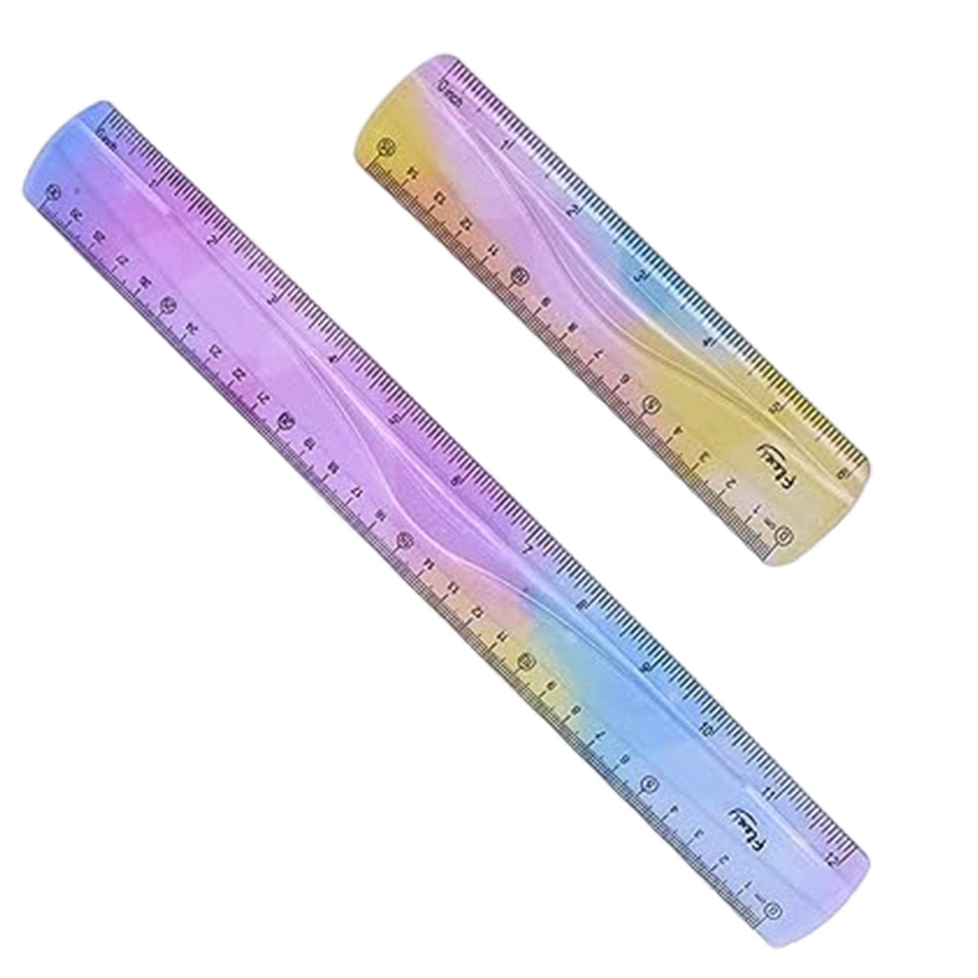 2 Pcs Flexible Folding Ruler,Clear Shatterproof Foldable Ruler,Colorful 15cm Ruler, Flexible Ruler Bendy Ruler for Children Adults School Office