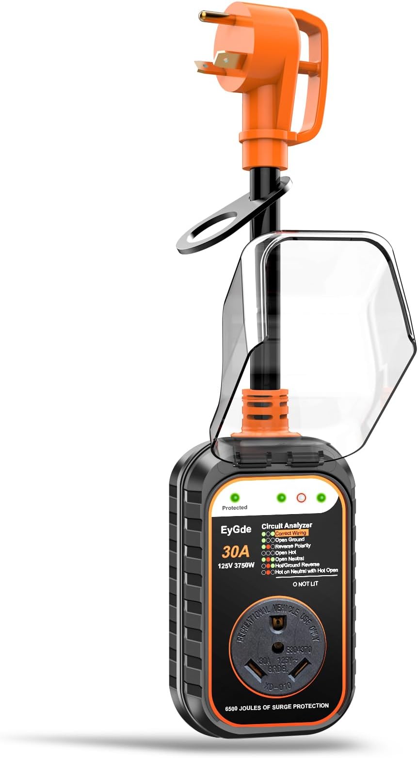 EyGde RV Surge Protector 30 Amp, Power RV Defender Circuit Analyzer