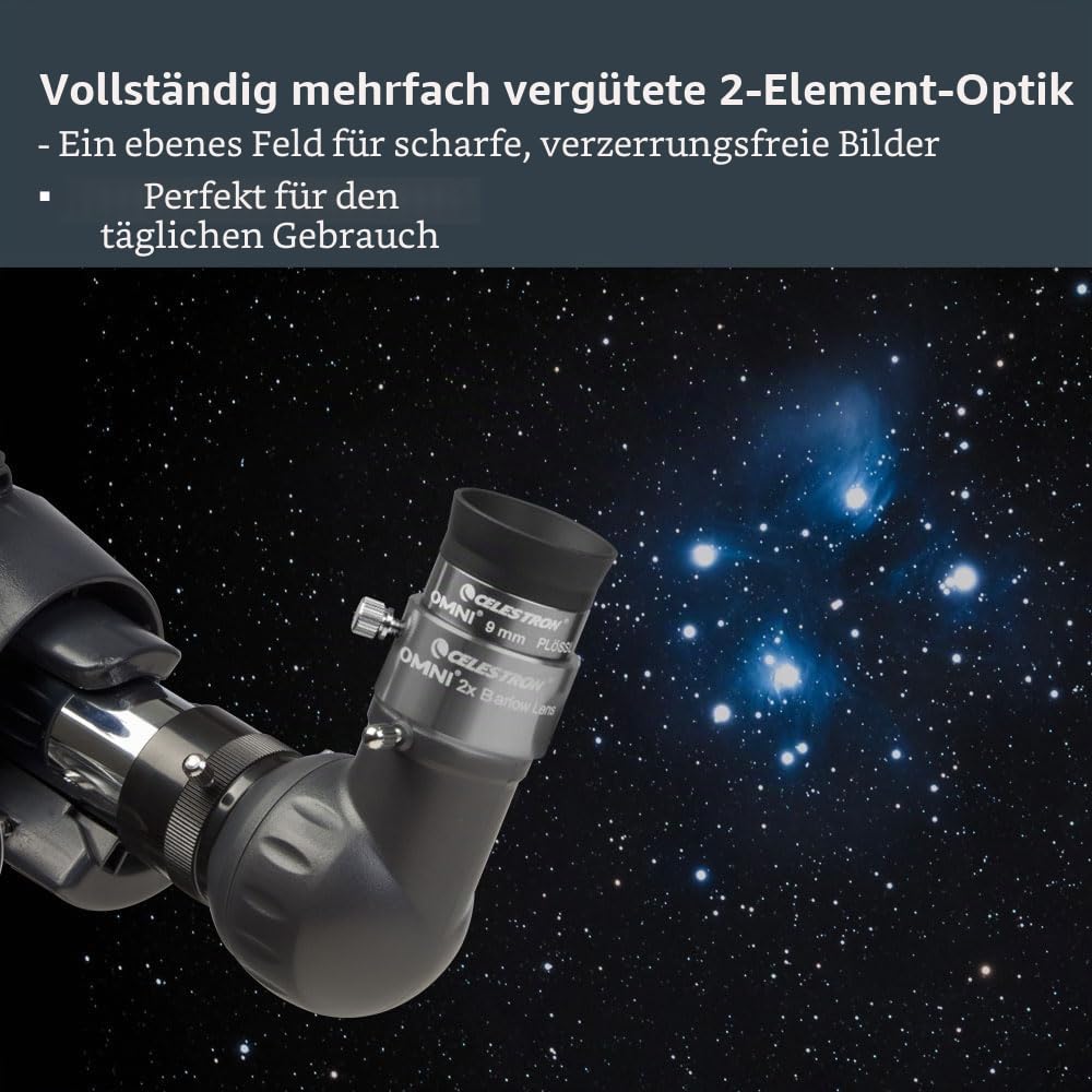 Celestron 93326 Omni Barlow-Linse, Silber, 2 x 1,25 Zoll