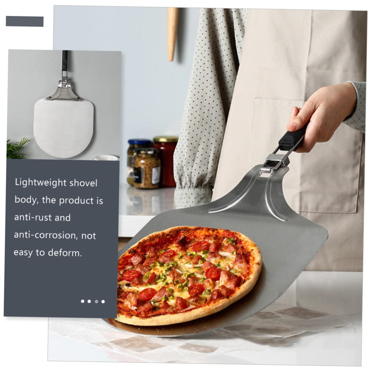 SOLUSTRE Espátula de Pizza Inoxidable Herramienta de Transferencia para Hornear Pasteles y Pizza para y Restaurantes