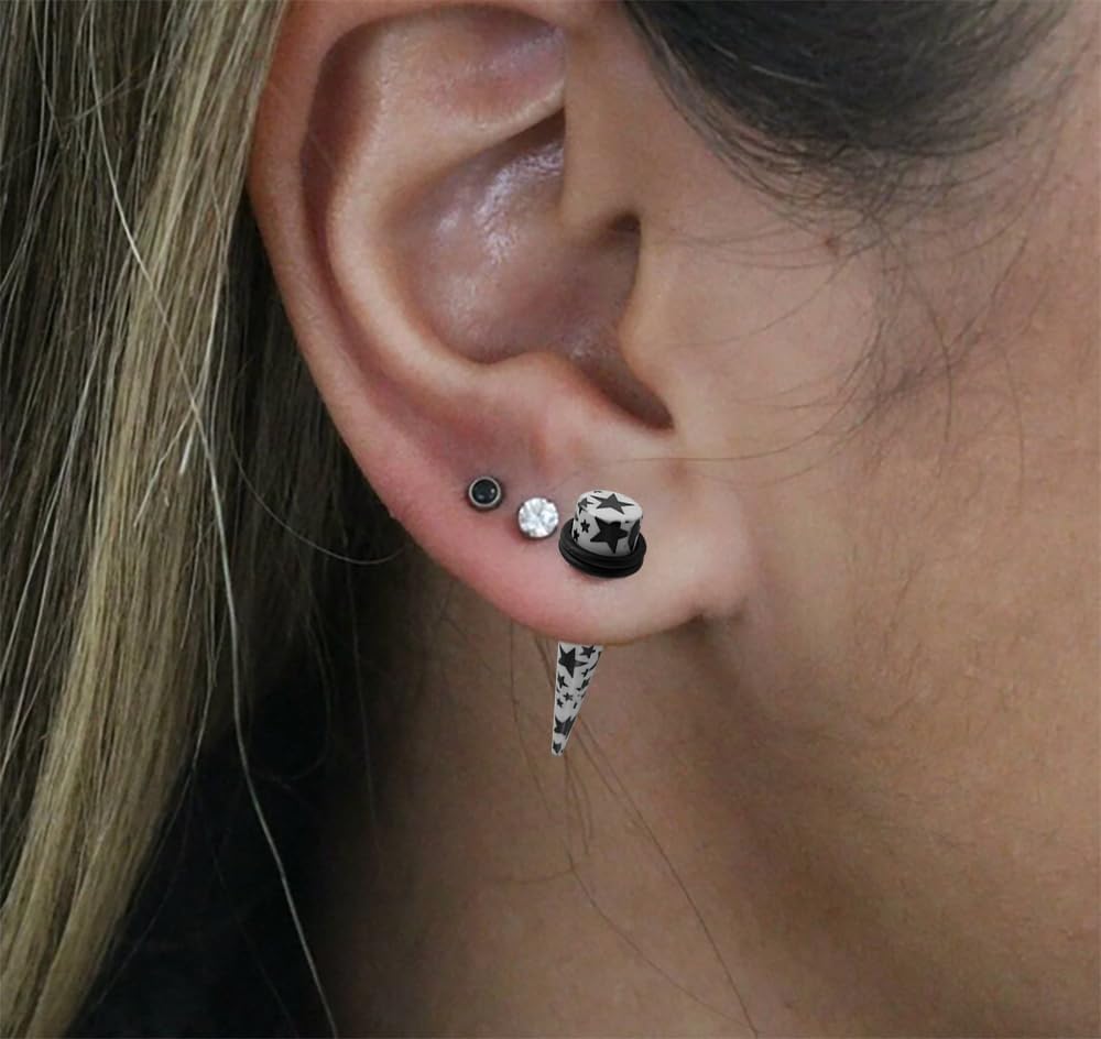Multi Stars Pattern UV Acrylic Straight Tapers - Expander - Stretching - Gauge Ear Plug Body Piercing Jewelry