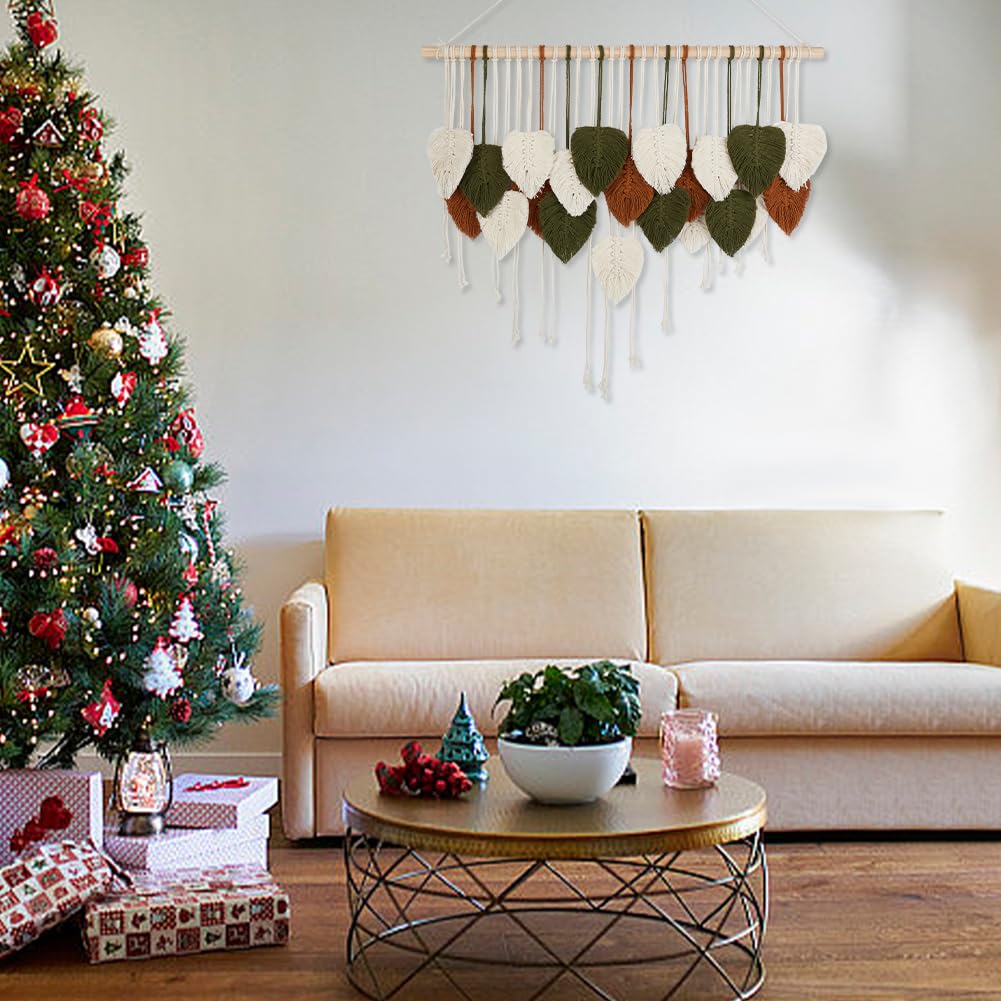 FREEBLOSS Kit Macramé Feuille Set Feuille Macramé Kit de Suspension Murale Macramé Feuille Macramé Feuille Délicates Kits de Macramé pour Débutants Tapisserie de Feuilles de Macramé