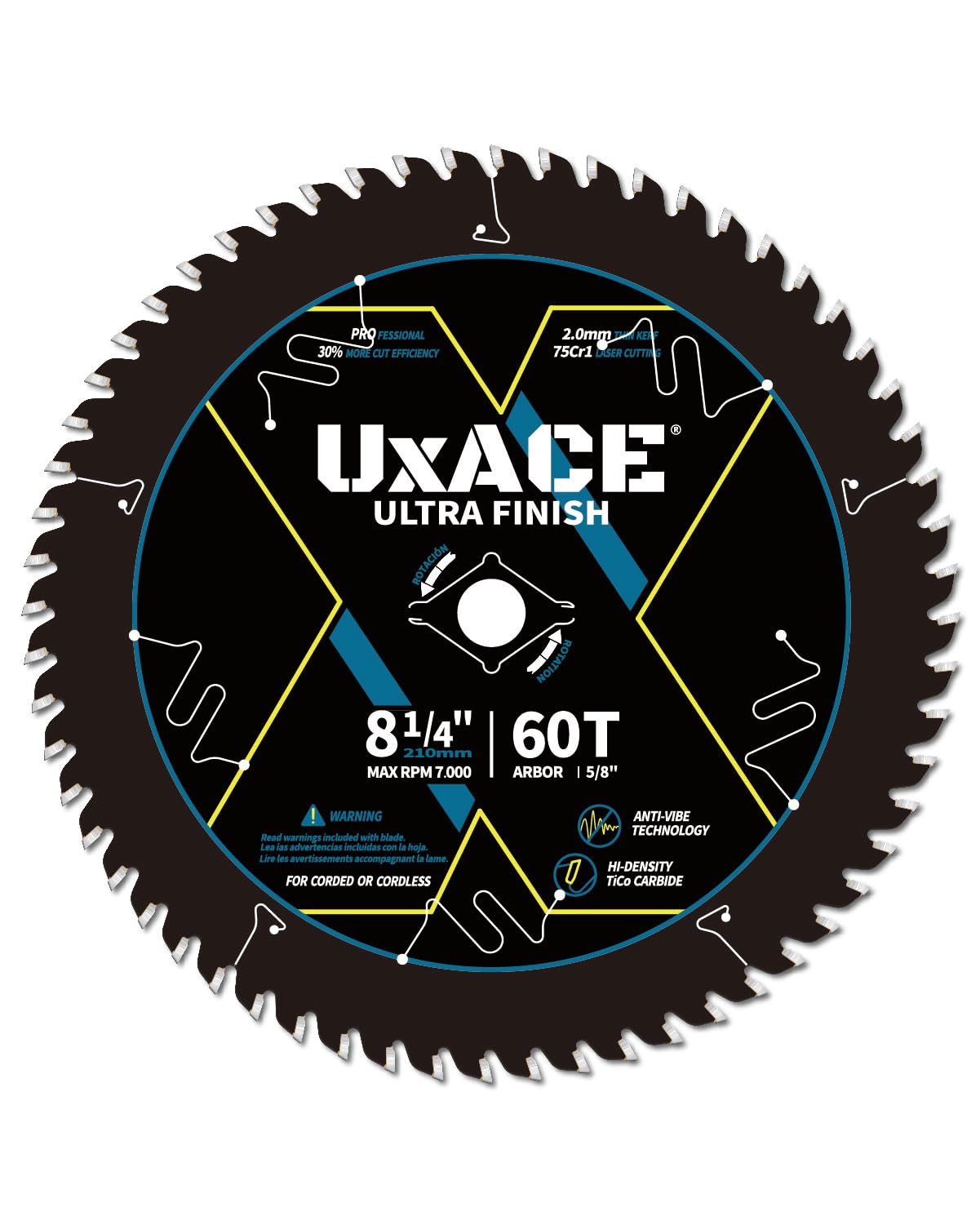 UXACE 60 Tooth Circular Saw Blade - Premium Wood Cutting -11 UXACE 60 Tooth Circular Saw Blade - Premium Wood Cutting -11