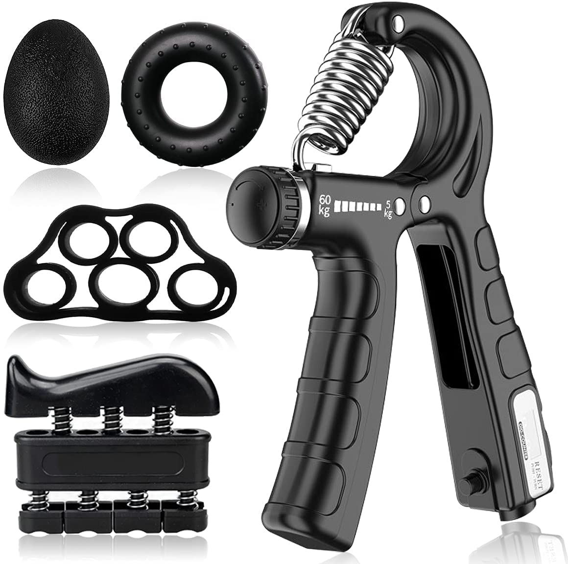 Grip Strength Trainer 5Pack,5Billion Fitness Hand Grip Strengthener with Counter,Adjustable Resistance Forearm Grip Strengthener for Physical Therapy Climbing,11 lbs -132lbs